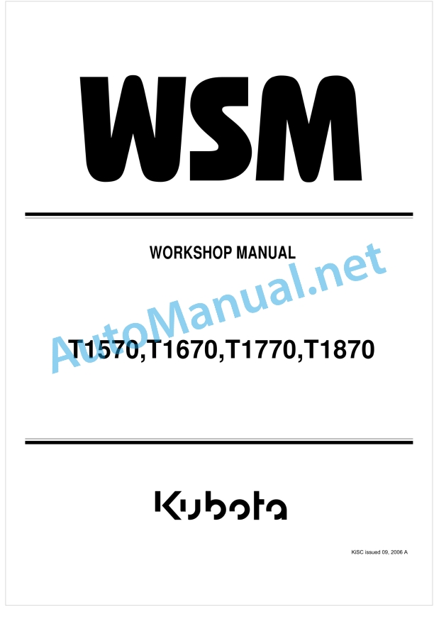 Kubota T1570, T1670, T1770, T1870 Workshop Manual PDF 1 Kubota T1570, T1670, T1770, T1870 Workshop Manual PDF
