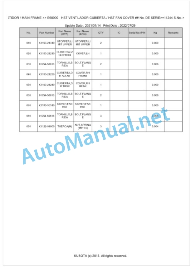 Kubota T1670 Parts Manual PDF BKIDA0307 5 Kubota T1670 Parts Manual PDF BKIDA0307-5