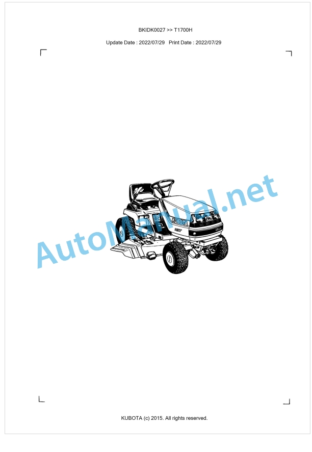 Kubota T1700H Parts Manual PDF BKIDK0027 1 Kubota T1700H Parts Manual PDF BKIDK0027