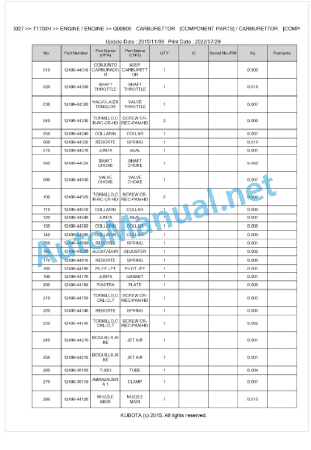 Kubota T1700H Parts Manual PDF BKIDK0027 2 Kubota T1700H Parts Manual PDF BKIDK0027-2