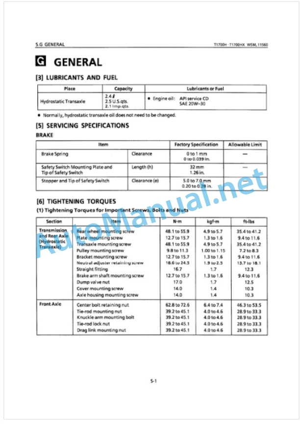 Kubota T1700H, T1700HX Workshop Manual PDF 4 Kubota T1700H, T1700HX Workshop Manual PDF-4