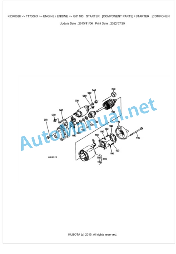 Kubota T1700HX Parts Manual PDF BKIDK0028 2 Kubota T1700HX Parts Manual PDF BKIDK0028-2