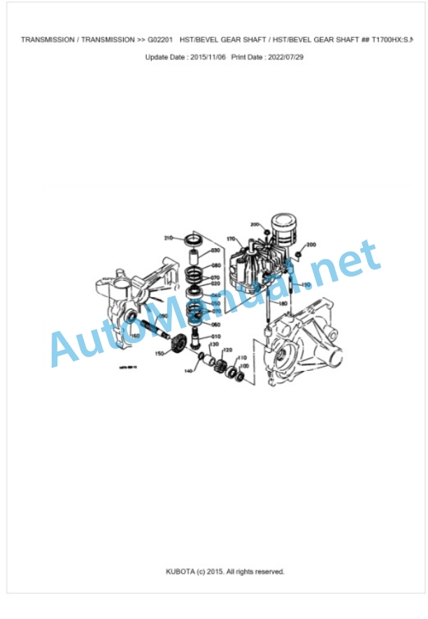Kubota T1700HX Parts Manual PDF BKIDK0028 3 Kubota T1700HX Parts Manual PDF BKIDK0028-3