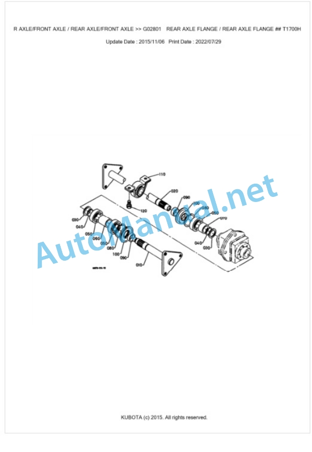Kubota T1700HX Parts Manual PDF BKIDK0028 4 Kubota T1700HX Parts Manual PDF BKIDK0028-4
