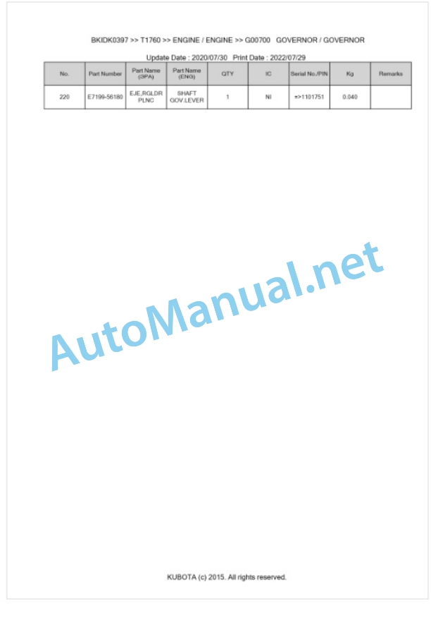 Kubota T1760 Parts Manual PDF BKIDK0397 2 Kubota T1760 Parts Manual PDF BKIDK0397-2
