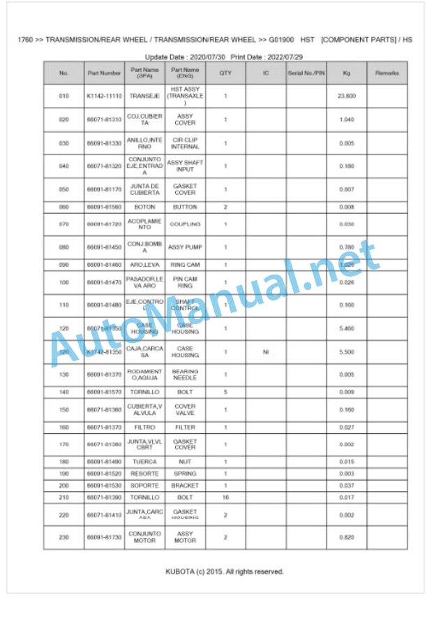 Kubota T1760 Parts Manual PDF BKIDK0397 4 Kubota T1760 Parts Manual PDF BKIDK0397-4