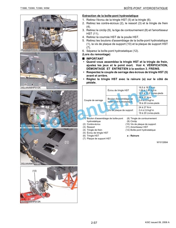 Alternative view of Kubota T1880, T2080, T2380 Mower Workshop Manual PDF FR