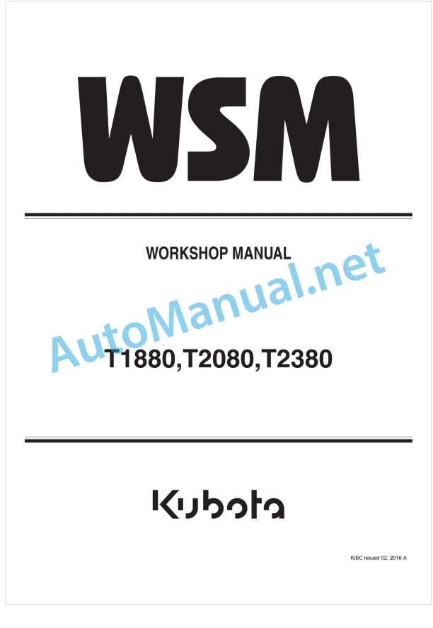 Kubota T1880, T2080, T2380 Workshop Manual PDF 1 Kubota T1880, T2080, T2380 Workshop Manual PDF
