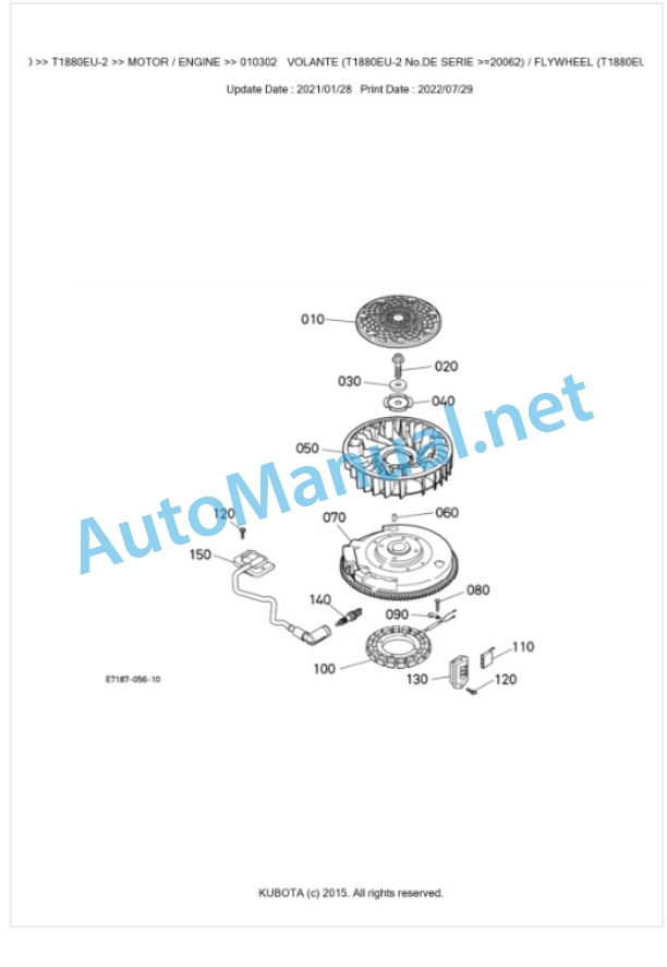 Kubota T1880EU-2 Parts Manual PDF BKIDA5080 2 Kubota T1880EU-2 Parts Manual PDF BKIDA5080-2