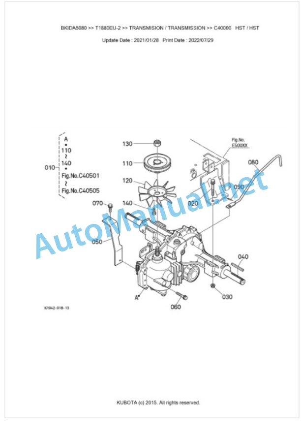 Kubota T1880EU-2 Parts Manual PDF BKIDA5080 4 Kubota T1880EU-2 Parts Manual PDF BKIDA5080-4