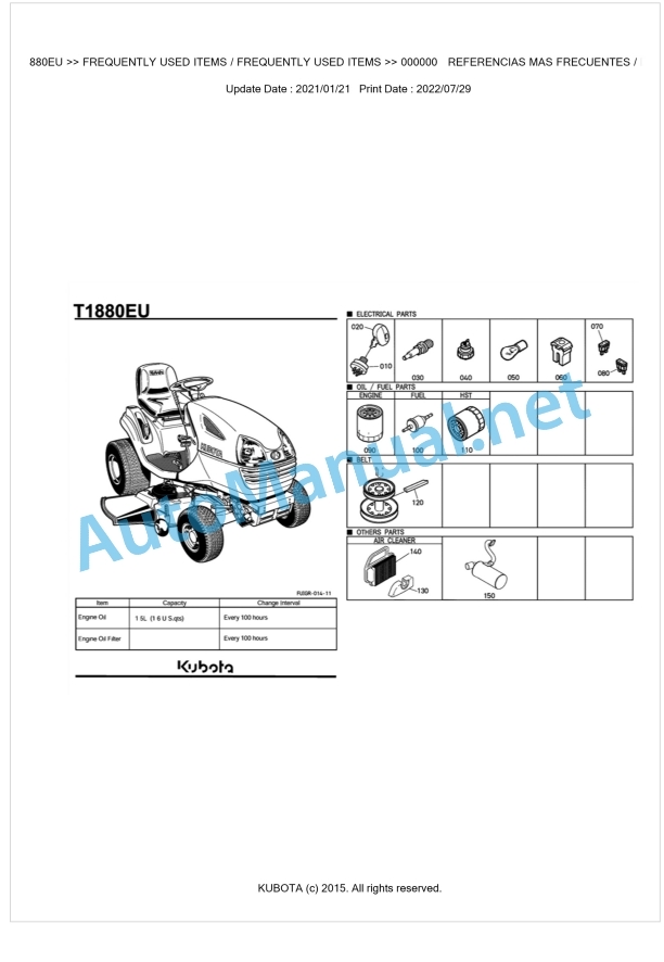 Kubota T1880EU Parts Manual PDF BKIDA5013 1 Kubota T1880EU Parts Manual PDF BKIDA5013