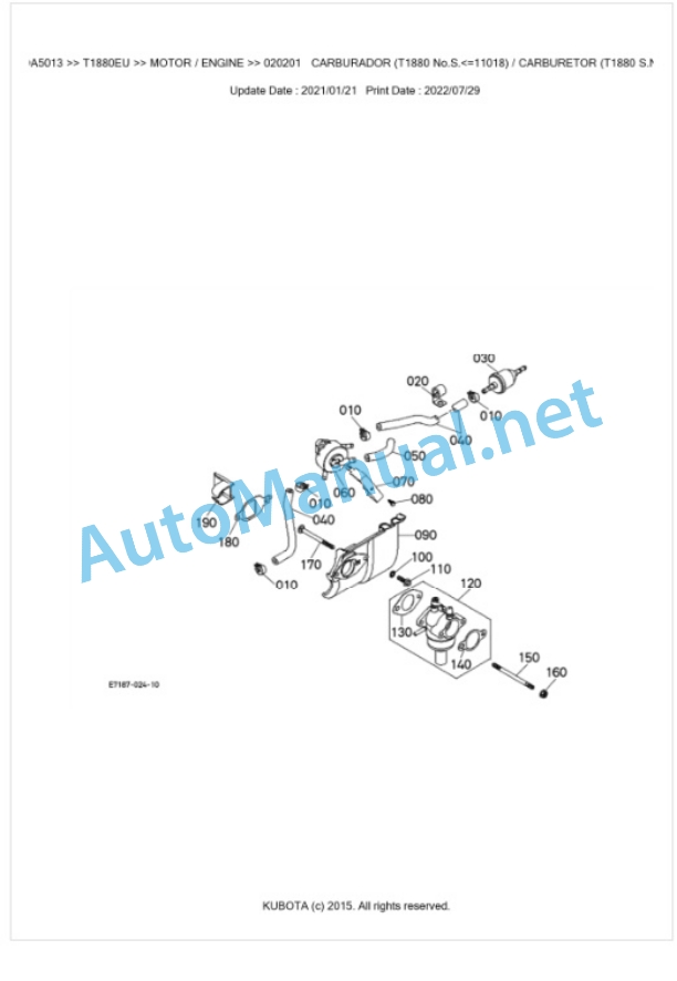 Kubota T1880EU Parts Manual PDF BKIDA5013 2 Kubota T1880EU Parts Manual PDF BKIDA5013-2