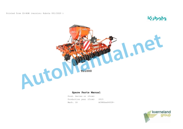 Kubota TD1000 Parts Manual PDF 1 Kubota TD1000 Parts Manual PDF