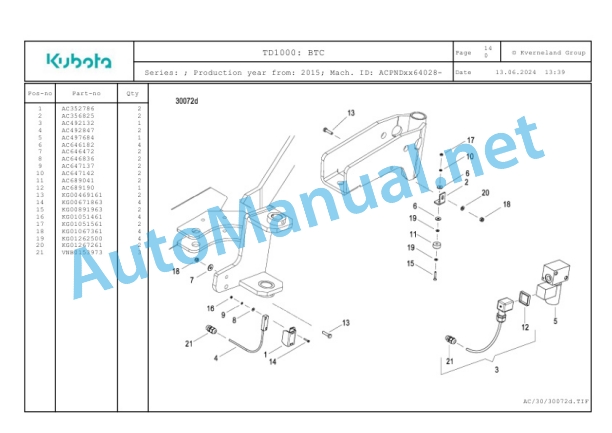 Kubota TD1000 Parts Manual PDF 5 Kubota TD1000 Parts Manual PDF-5
