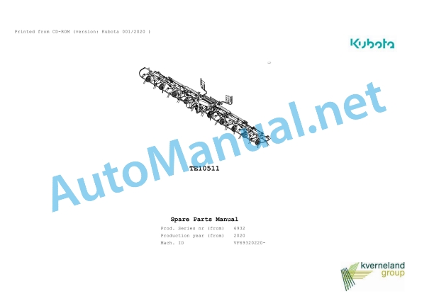Kubota TE10511 Parts Manual PDF 1 Kubota TE10511 Parts Manual PDF