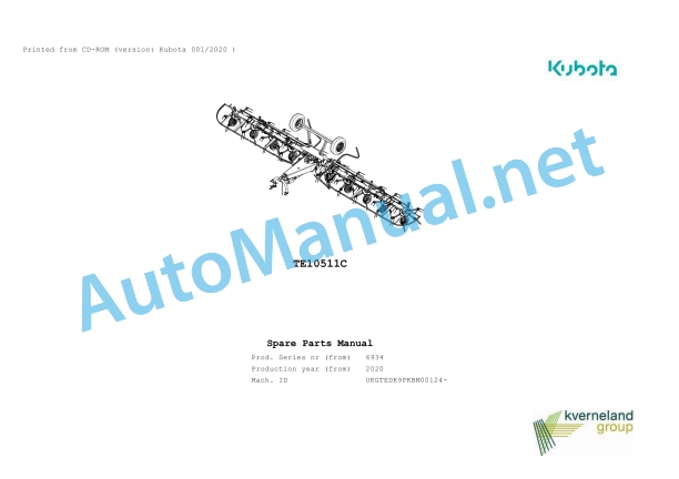 Kubota TE10511C Parts Manual PDF 1 Kubota TE10511C Parts Manual PDF