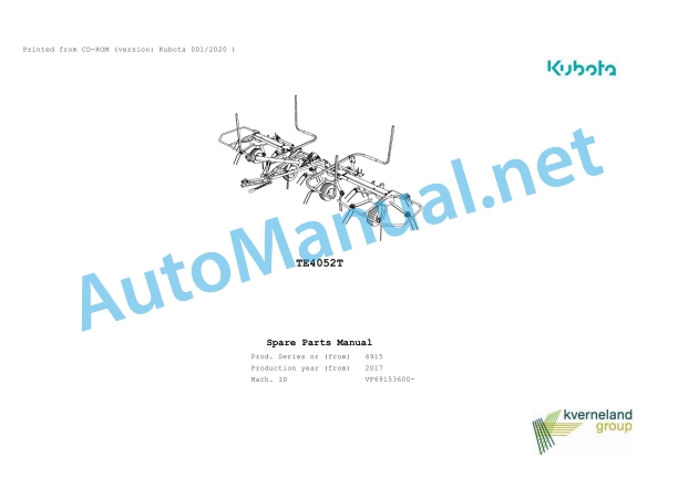 Kubota TE4052T Parts Manual PDF 1 Kubota TE4052T Parts Manual PDF