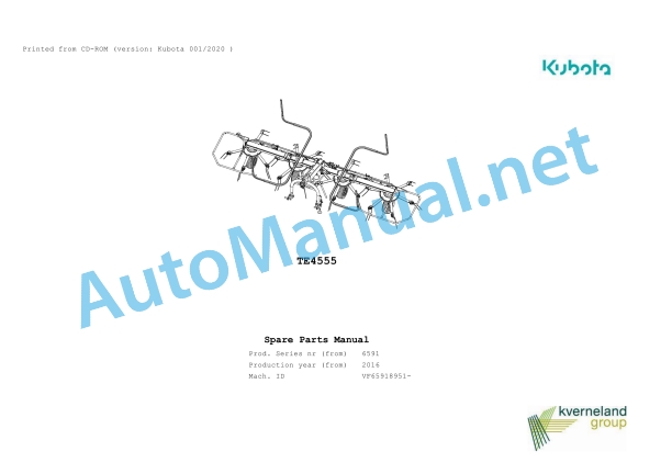 Kubota TE4555 Parts Manual PDF 1 Kubota TE4555 Parts Manual PDF