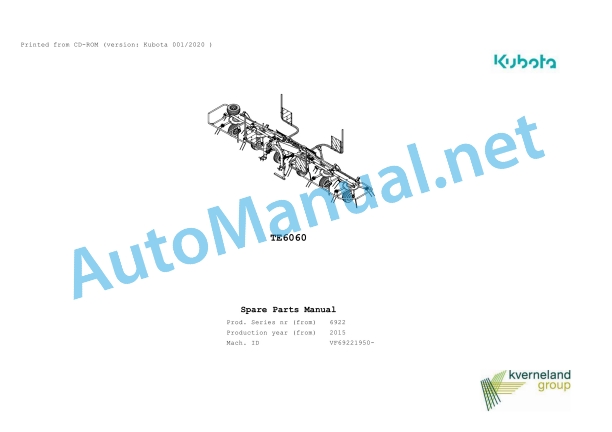Kubota TE6060 Parts Manual PDF 1 Kubota TE6060 Parts Manual PDF
