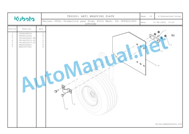 Kubota TE6060 Parts Manual PDF 3 Kubota TE6060 Parts Manual PDF-3