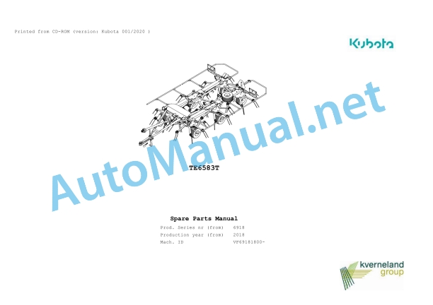 Kubota TE6583T Parts Manual PDF 1 Kubota TE6583T Parts Manual PDF
