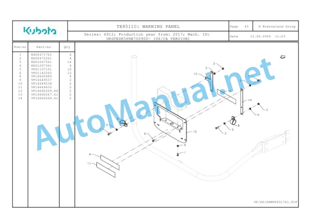 Kubota TE8511C Parts Manual PDF 5 Kubota TE8511C Parts Manual PDF-5