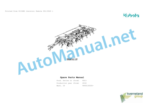 Kubota TE8511T Parts Manual PDF 1 Kubota TE8511T Parts Manual PDF