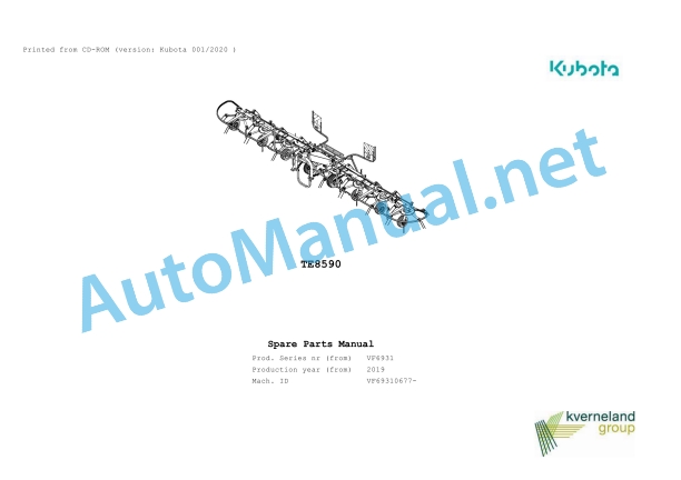 Kubota TE8590 Parts Manual PDF 1 Kubota TE8590 Parts Manual PDF