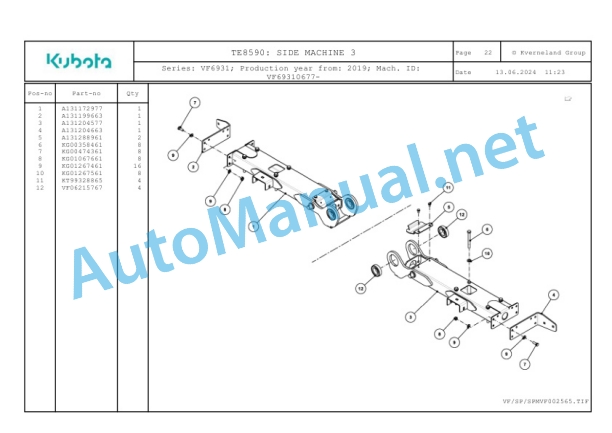 Kubota TE8590 Parts Manual PDF 4 Kubota TE8590 Parts Manual PDF-4