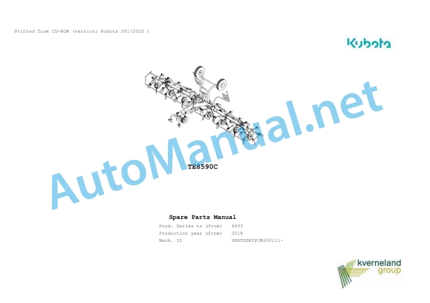 Kubota TE8590C Parts Manual PDF 1 Kubota TE8590C Parts Manual PDF