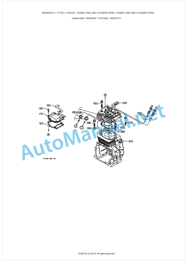 Kubota TF100 Parts Manual PDF BKIDK0267 1 Kubota TF100 Parts Manual PDF BKIDK0267