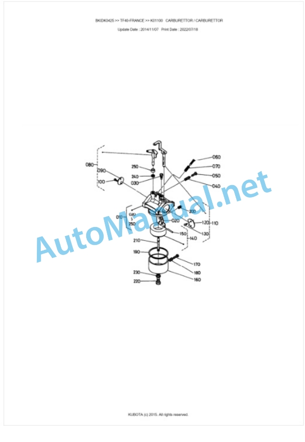 Kubota TF40-FRANCE Parts Manual PDF BKIDK0425 3 Kubota TF40-FRANCE Parts Manual PDF BKIDK0425-3