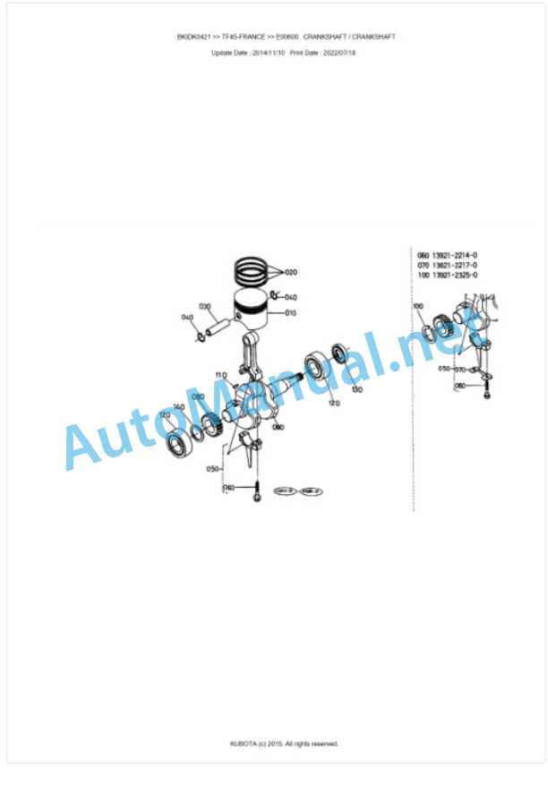 Kubota TF45-FRANCE Parts Manual PDF BKIDK0421 2 Kubota TF45-FRANCE Parts Manual PDF BKIDK0421-2