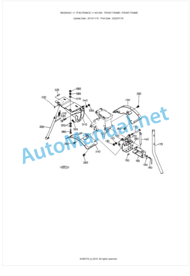 Kubota TF45-FRANCE Parts Manual PDF BKIDK0421 5 Kubota TF45-FRANCE Parts Manual PDF BKIDK0421-5