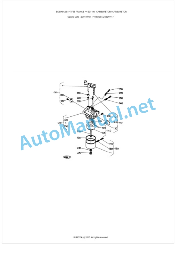 Kubota TF55-FRANCE Parts Manual PDF BKIDK0422 3 Kubota TF55-FRANCE Parts Manual PDF BKIDK0422-3
