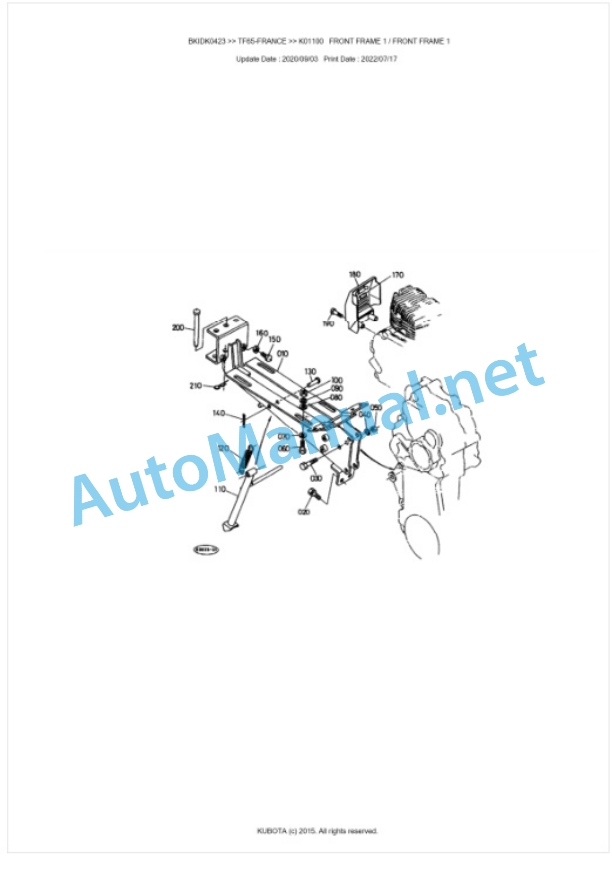Kubota TF65-FRANCE Parts Manual PDF BKIDK0423 5 Kubota TF65-FRANCE Parts Manual PDF BKIDK0423-5