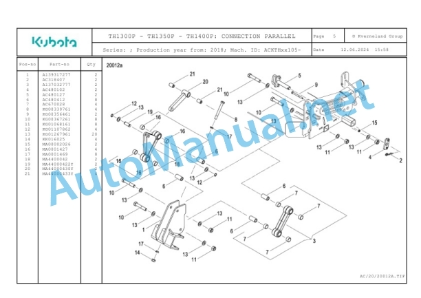 Kubota TH1300P, TH1360P, TH1400P Parts Manual PDF 2 Kubota TH1300P, TH1360P, TH1400P Parts Manual PDF-2