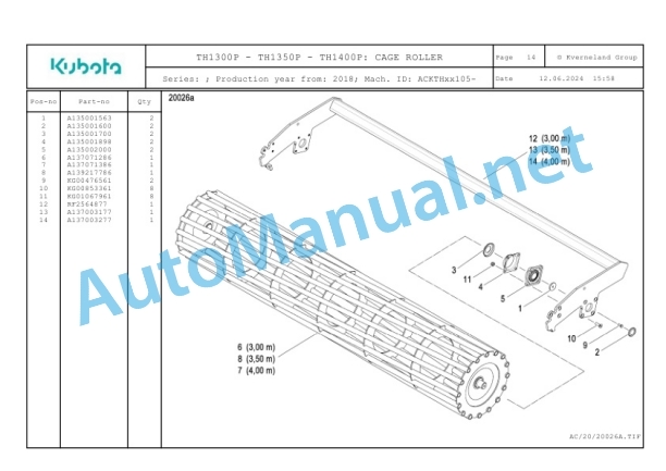 Kubota TH1300P, TH1360P, TH1400P Parts Manual PDF 3 Kubota TH1300P, TH1360P, TH1400P Parts Manual PDF-3