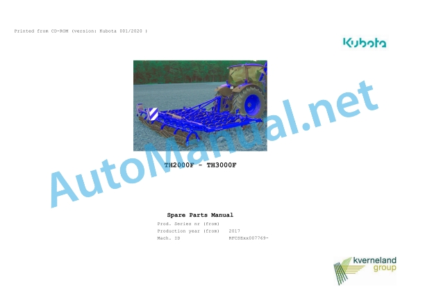 Kubota TH2000F, TH3000F Parts Manual PDF 1 Kubota TH2000F, TH3000F Parts Manual PDF
