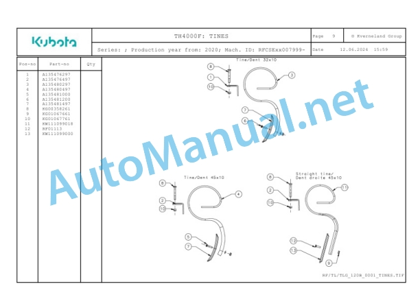 Kubota TH4000F Parts Manual PDF 3 Kubota TH4000F Parts Manual PDF-3