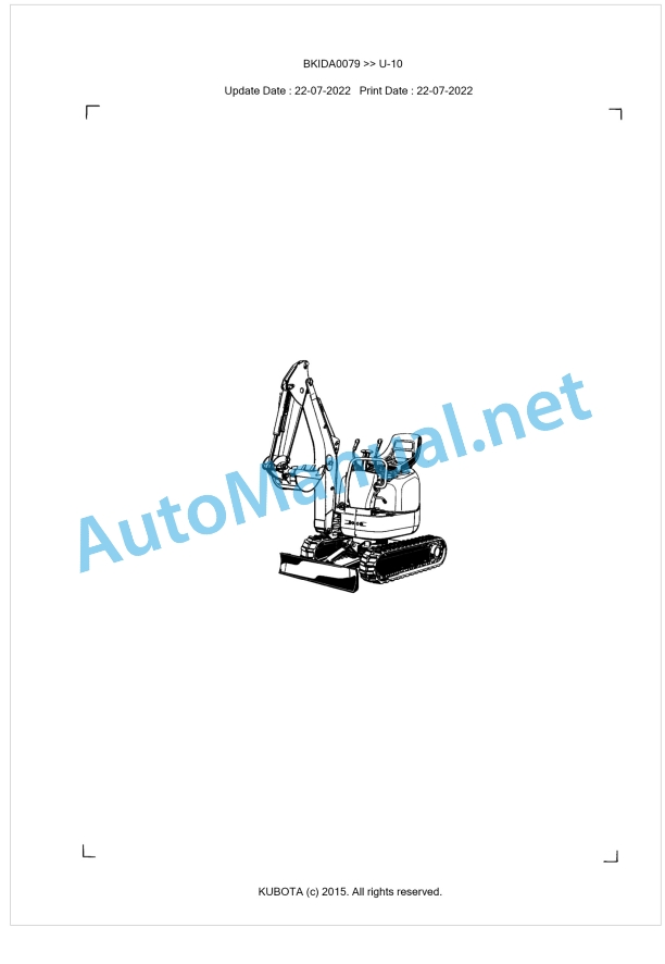 Kubota U-10 Parts Manual PDF BKIDA0079 1 Kubota U-10 Parts Manual PDF BKIDA0079
