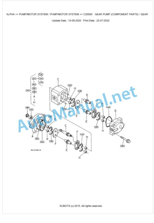 Kubota U-10ALPHA Parts Manual PDF BKIDA0191 3 Kubota U-10ALPHA Parts Manual PDF BKIDA0191-3
