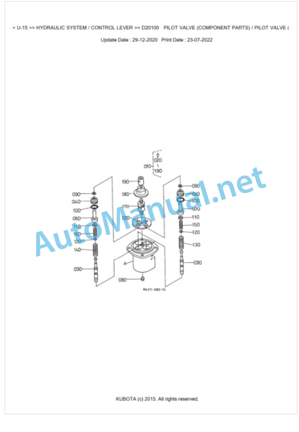 Kubota U-15 Parts Manual PDF BKIDA0215 4 Kubota U-15 Parts Manual PDF BKIDA0215-4