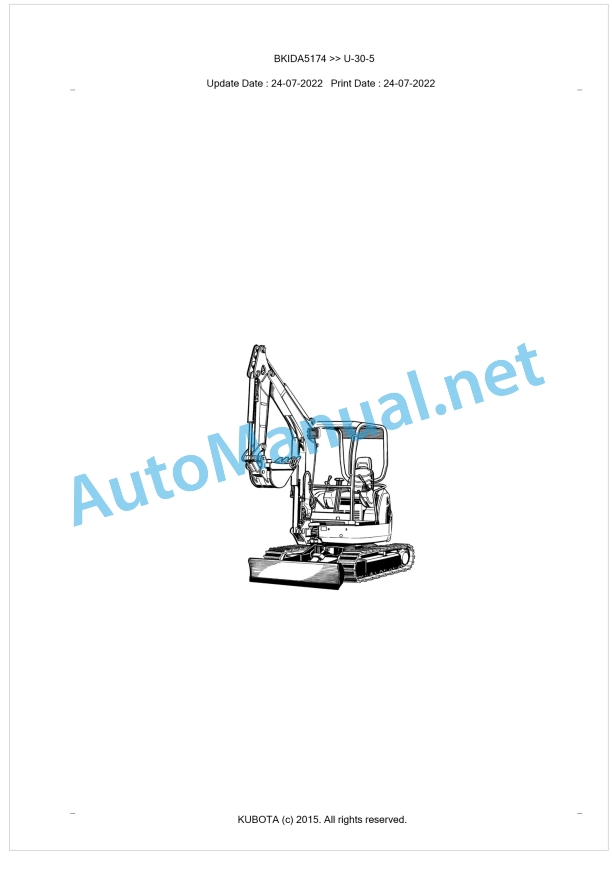 Kubota U-30-5 Parts Manual PDF BKIDA5174 1 Kubota U-30-5 Parts Manual PDF BKIDA5174