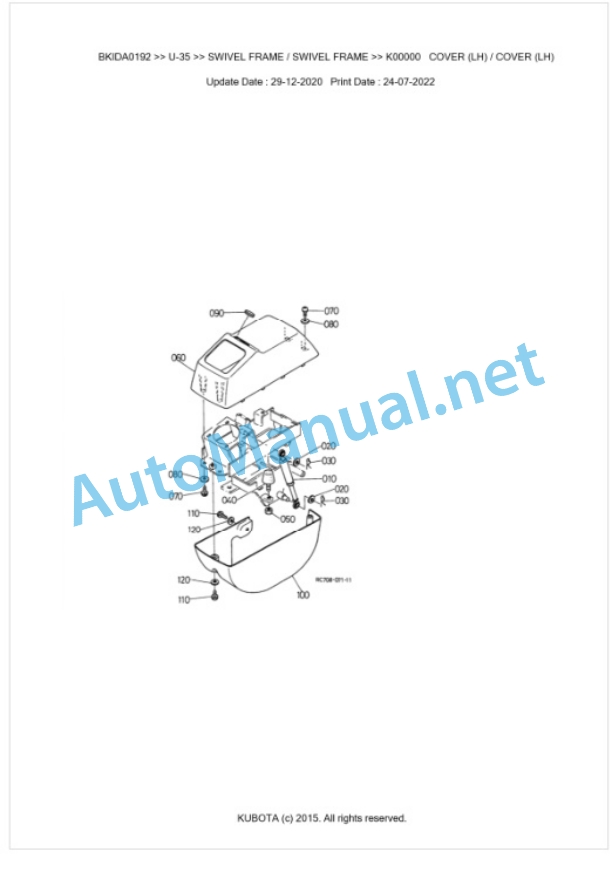 Kubota U-35 Parts Manual PDF BKIDA0192 5 Kubota U-35 Parts Manual PDF BKIDA0192-5