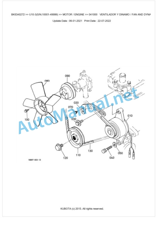 Kubota U10-3 Parts Manual PDF BKIDA0272 2 Kubota U10-3 Parts Manual PDF BKIDA0272-2