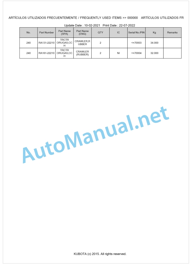 Kubota U10-3 Parts Manual PDF BKIDA5183 1 Kubota U10-3 Parts Manual PDF BKIDA5183