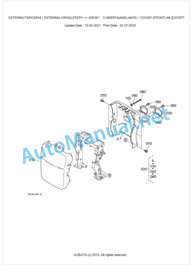 Kubota U10-3 Parts Manual PDF BKIDA5183 5 Kubota U10-3 Parts Manual PDF BKIDA5183-5