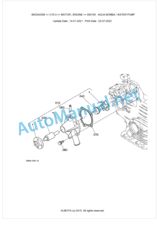 Kubota U15-3 Parts Manual PDF BKIDA0306 2 Kubota U15-3 Parts Manual PDF BKIDA0306-2