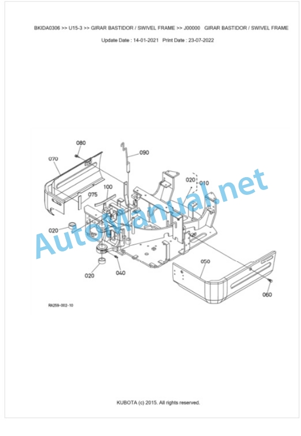 Kubota U15-3 Parts Manual PDF BKIDA0306 5 Kubota U15-3 Parts Manual PDF BKIDA0306-5